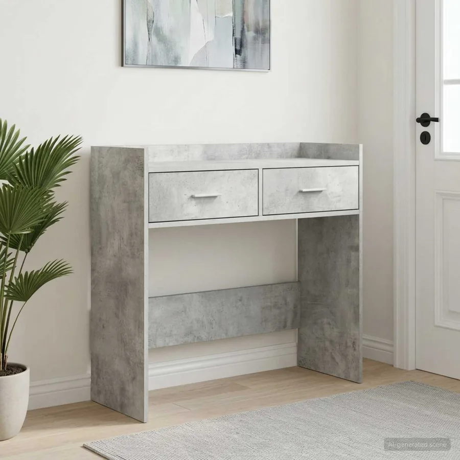 Table console Gris béton 90 x 35 x 80 cm Bois d'ingénierie