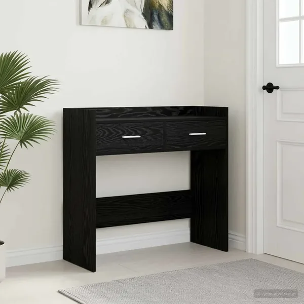 Table console Chêne noir 90 x 35 x 80 cm Bois d'ingénierie