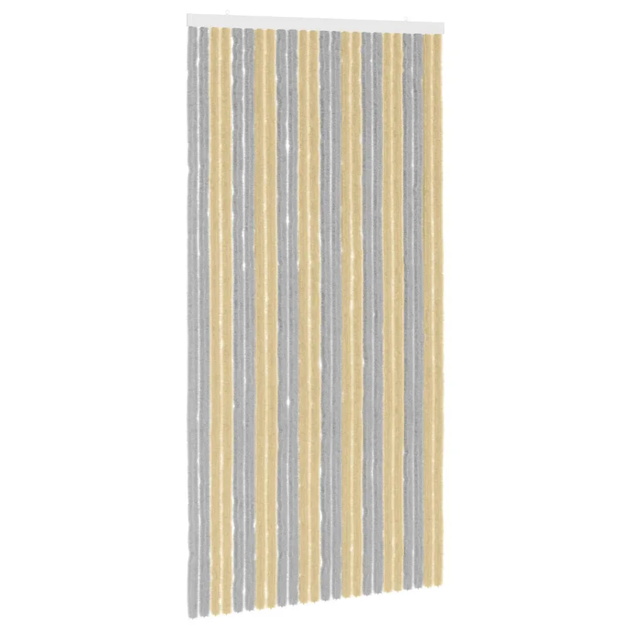 Rideau anti-insectes en chenille Gris et Beige 100 x 200 cm - 2