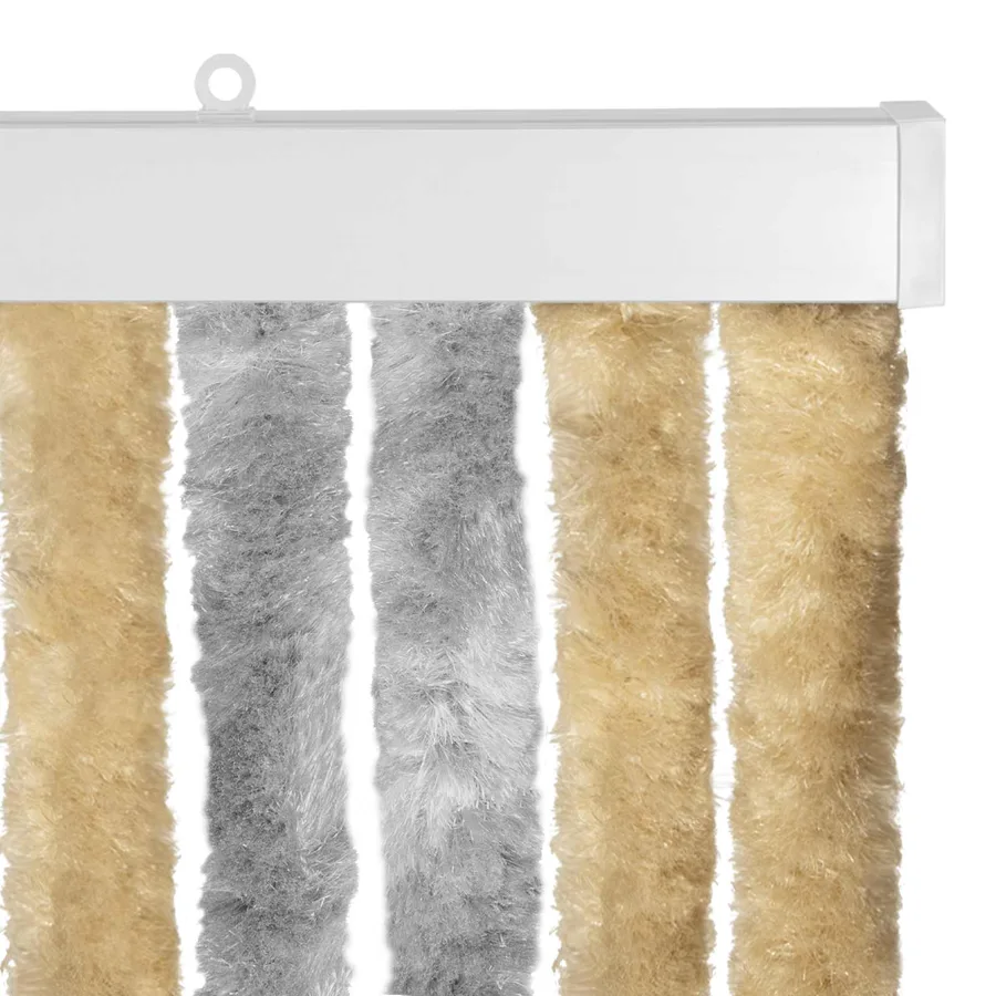 Rideau anti-insectes en chenille Gris et Beige 100 x 200 cm - 4