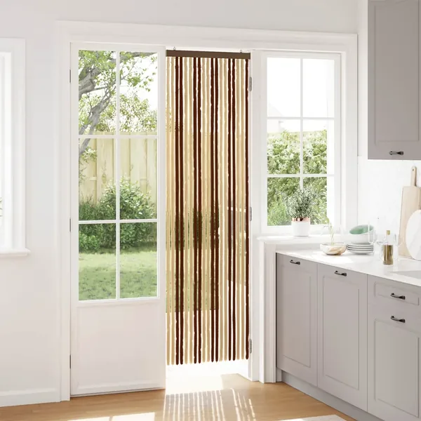 Rideau anti-insectes en chenille Marron et beige 56 x 200 cm