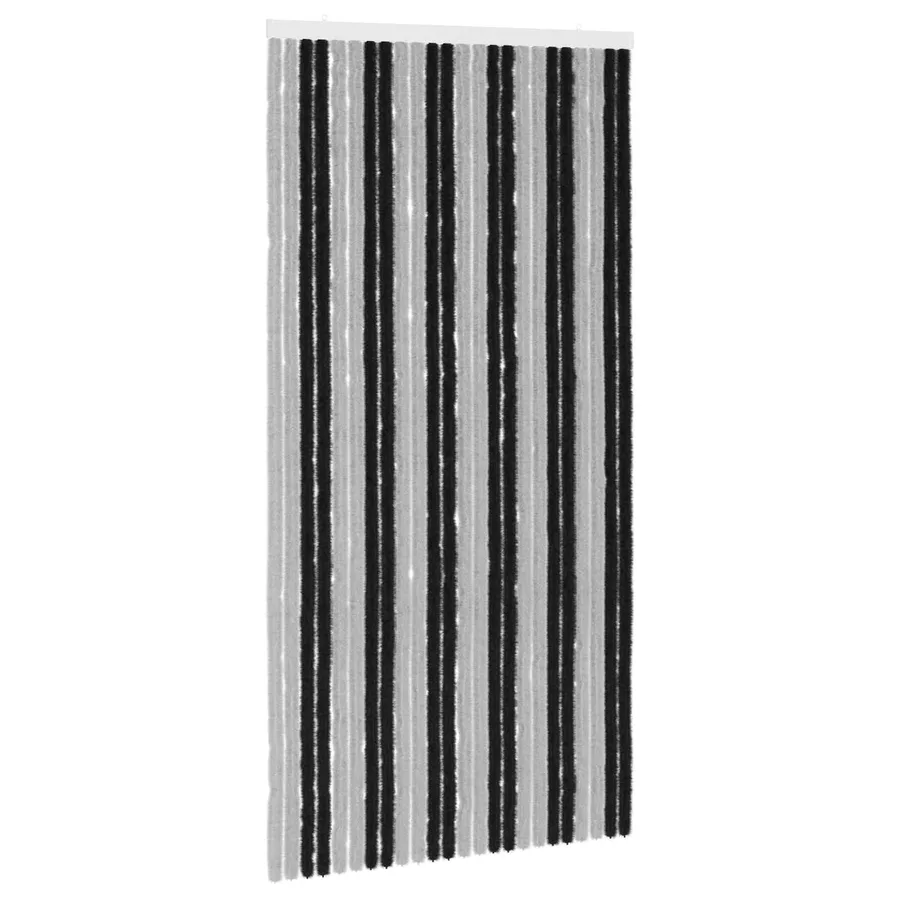 Rideau anti-insectes en chenille Gris et Noir 100 x 200 cm - 2