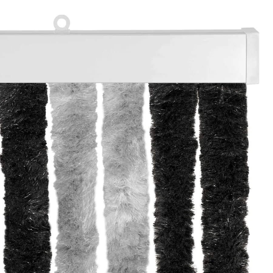 Rideau anti-insectes en chenille Gris et Noir 100 x 200 cm - 4