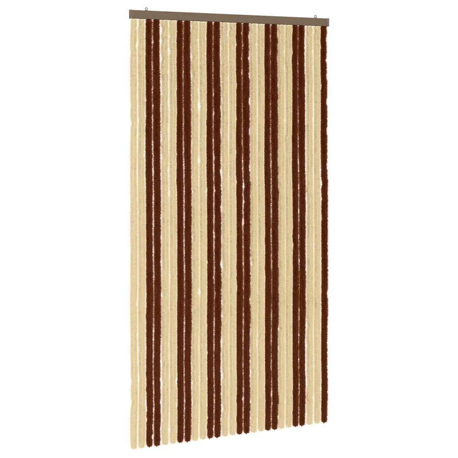 Rideau anti-insectes en chenille Marron et beige 118 x 220 cm - 2