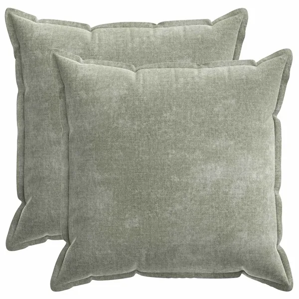 Housse de coussin 2 pcs HOUTEN Vert 80 x 80 cm Tissu Chenille
