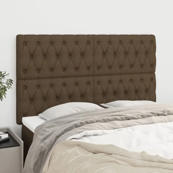 Tête de lit marron foncé 144 x 7 x 118/128 cm Tissu