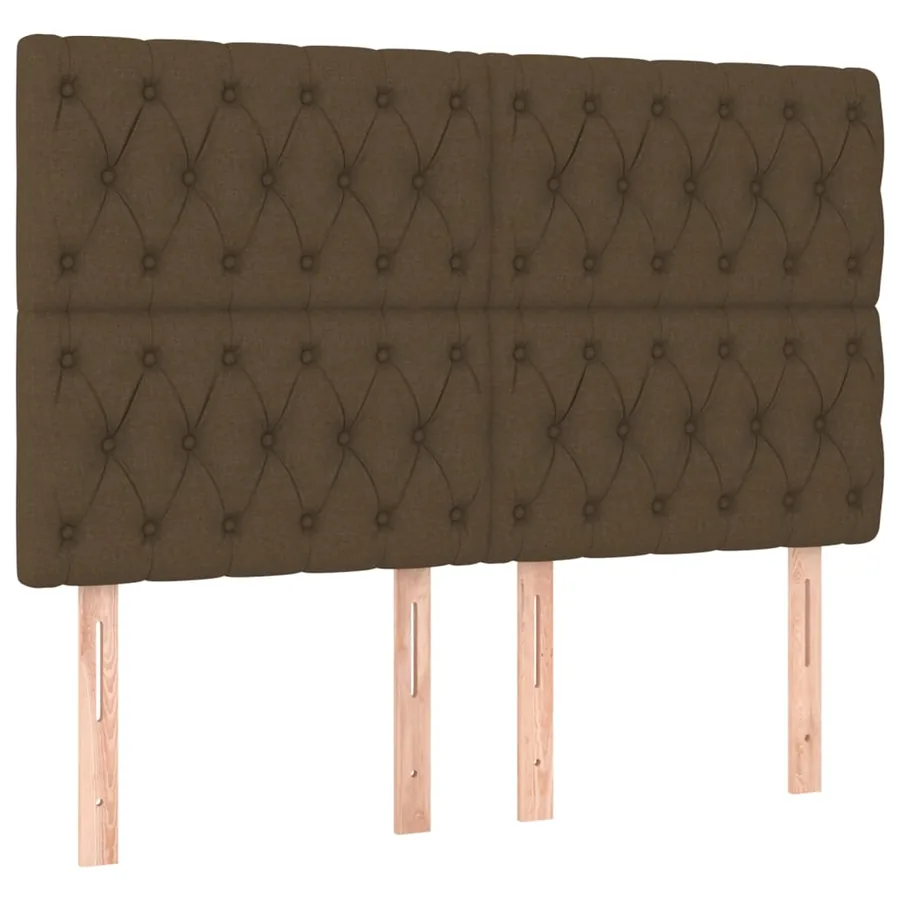 Tête de lit marron foncé 144 x 7 x 118/128 cm Tissu - 2