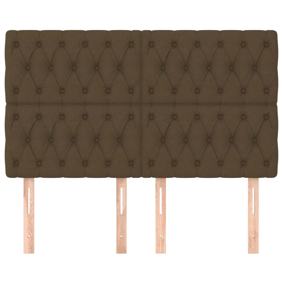 Tête de lit marron foncé 144 x 7 x 118/128 cm Tissu - 3