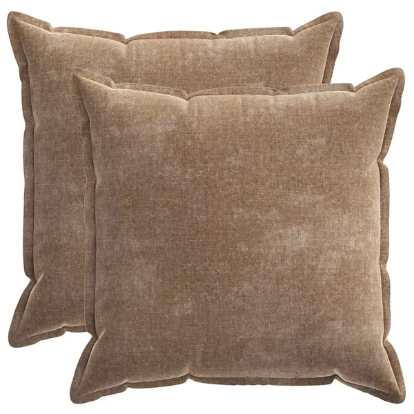 Housse de coussin 2 pcs HOUTEN Marron 80 x 80 cm Tissu Chenille