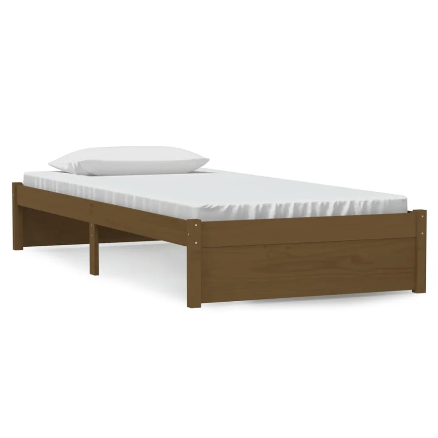 Cadre de lit sans matelas marron miel bois massif 90x190 cm - 2