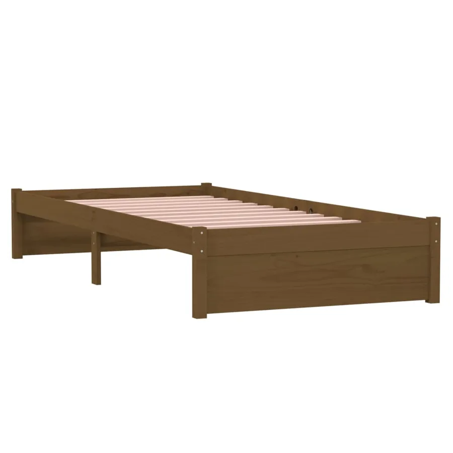Cadre de lit sans matelas marron miel bois massif 90x190 cm - 4