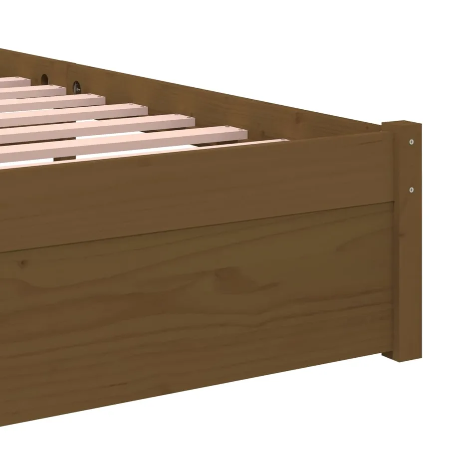 Cadre de lit sans matelas marron miel bois massif 90x190 cm - 7