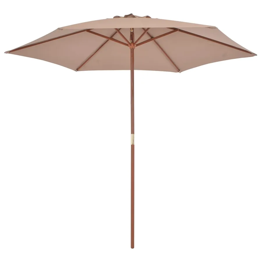 Parasol d'extérieur avec mât en bois 270 cm taupe - 2