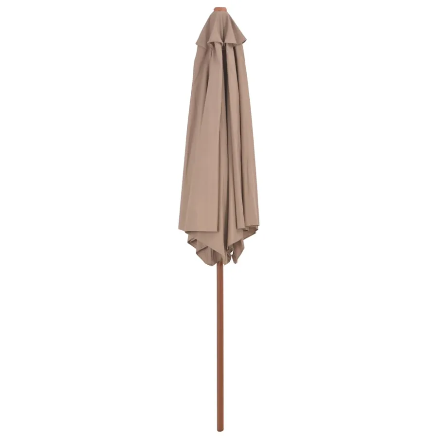 Parasol d'extérieur avec mât en bois 270 cm taupe - 3