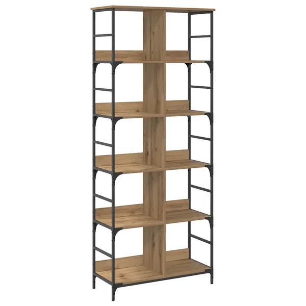 Étagère 4 niveaux 78,5 x 33 x 188,5 cm métal PB Chêne artisanal