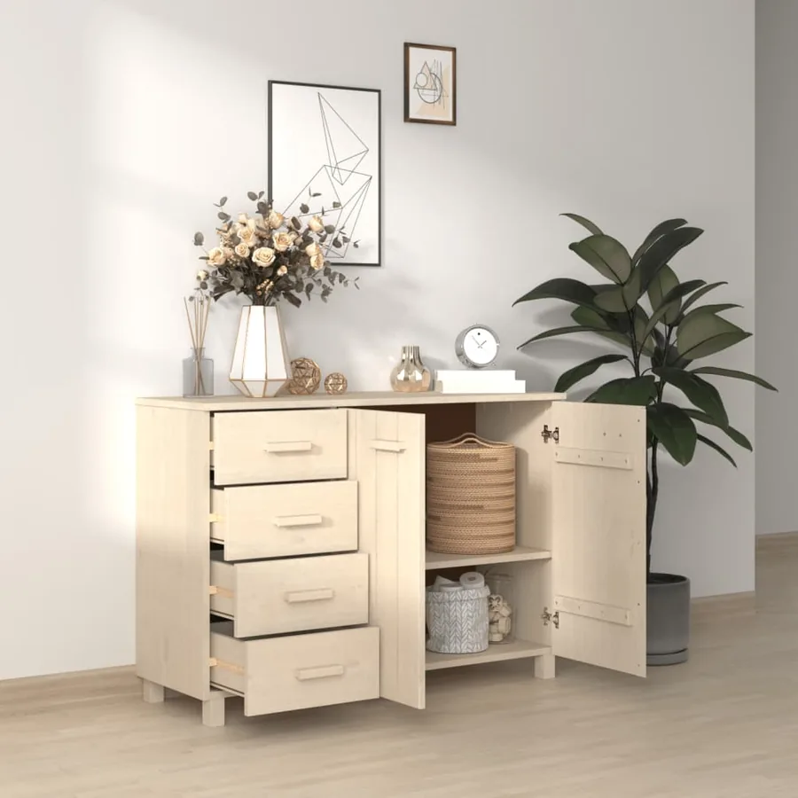 Buffet HAMAR Marron miel 113x40x80 cm Bois massif de pin - 6