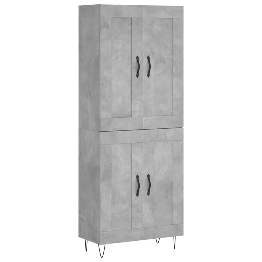 Buffet haut Gris béton 69,5x34x180 cm Bois d'ingénierie - 2