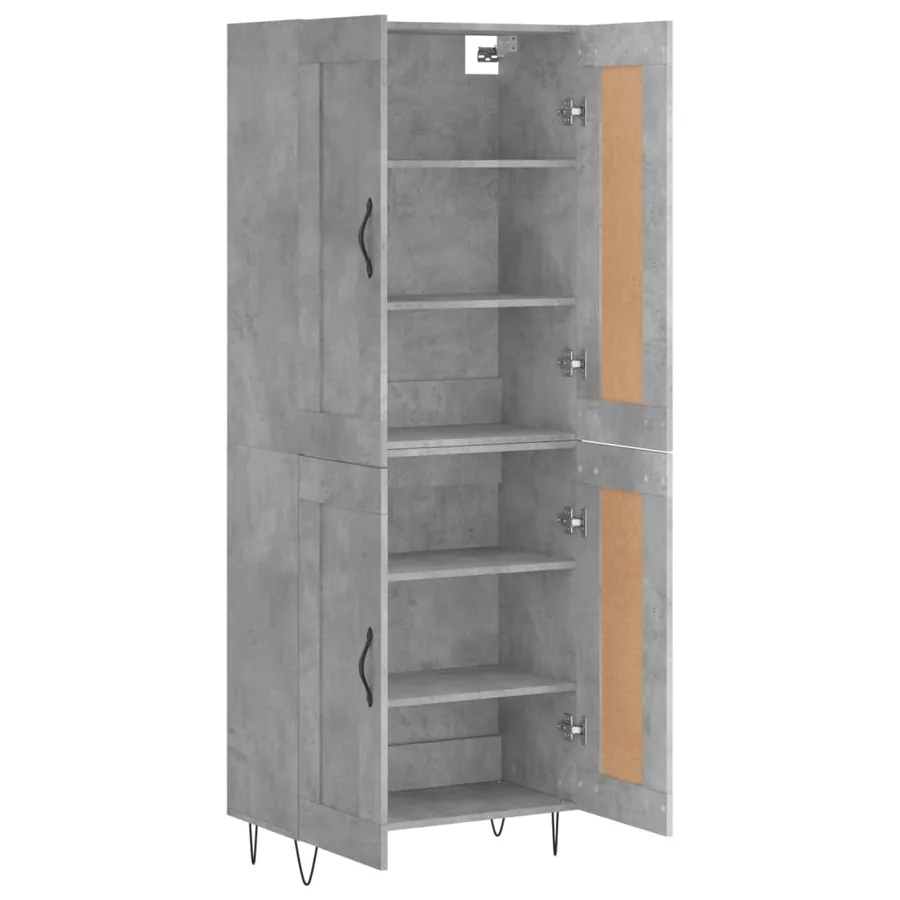 Buffet haut Gris béton 69,5x34x180 cm Bois d'ingénierie - 4