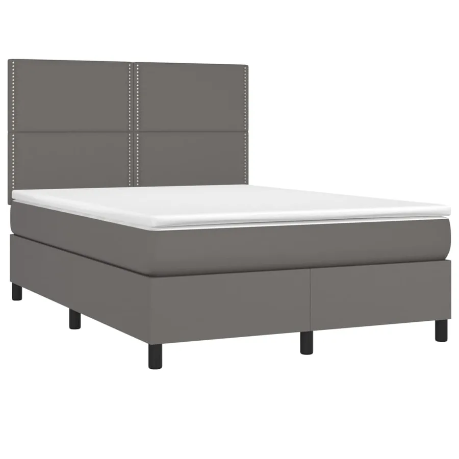 Sommier à lattes de lit avec matelas Gris 140x190 cm Similicuir - 3