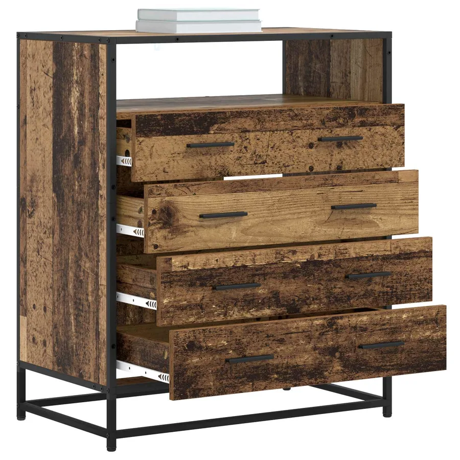 Armoire à tiroirs 4-Tiroir Bois ancien 70 x 41 x 83,5 cm - 2