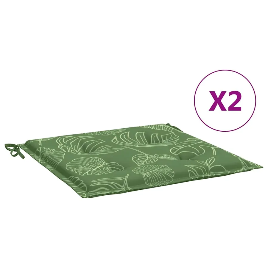 Coussins de chaise lot de 2 motif de feuilles 40x40x4 cm tissu - 2