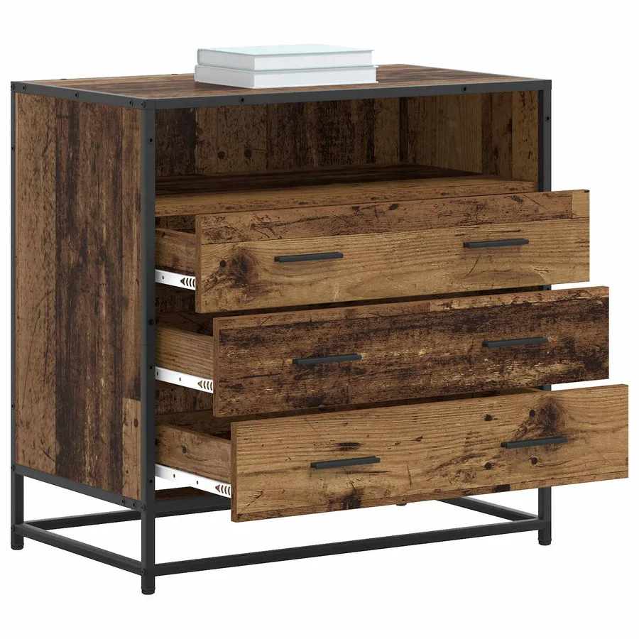 Armoire à tiroirs 3-Tiroir Bois ancien 70 x 41 x 70 cm - 2