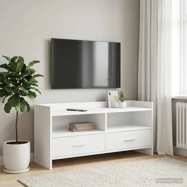 Meuble TV 100 x 33 x 47 cm Blanc Bois d'ingénierie