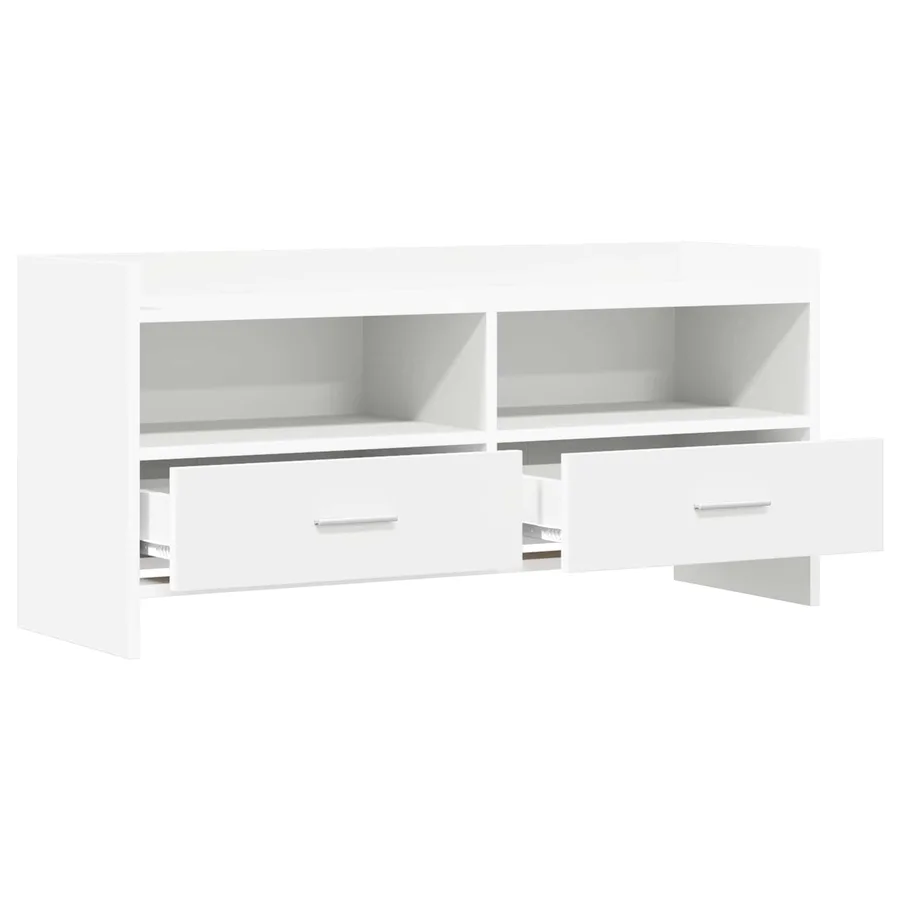Meuble TV 100 x 33 x 47 cm Blanc Bois d'ingénierie - 4