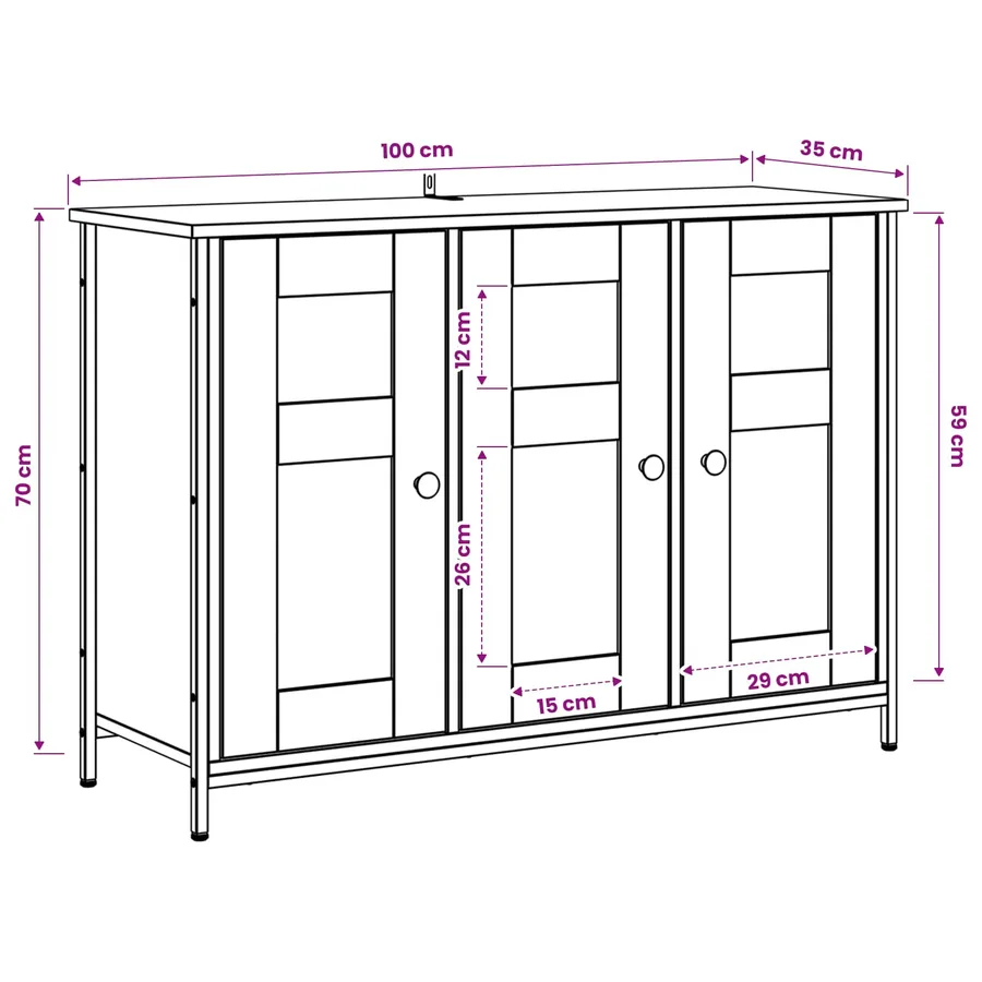 Buffet Chêne artisanal 100 x 35 x 70 cm Bois d'ingénierie - 12