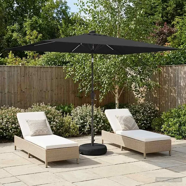 Parasol de jardin avec lumières LED et base 200 x 300 cm