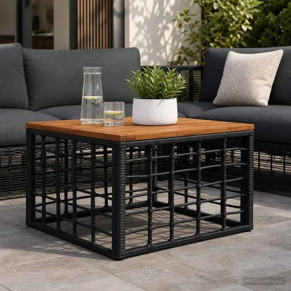 Table de Jardin Noir et naturel 55 x 55 x 37 cm