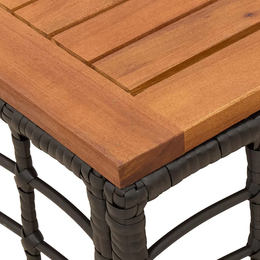 Table de Jardin Noir et naturel 55 x 55 x 37 cm - 6