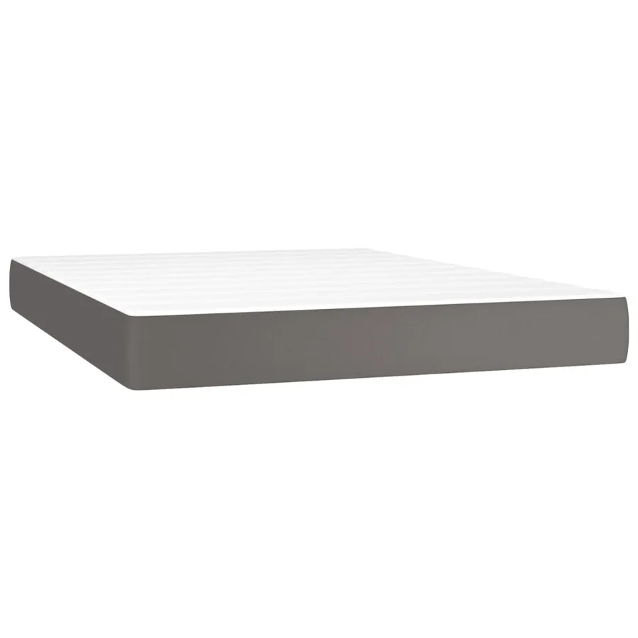 Sommier à lattes de lit avec matelas Gris 140x200 cm Similicuir - 5