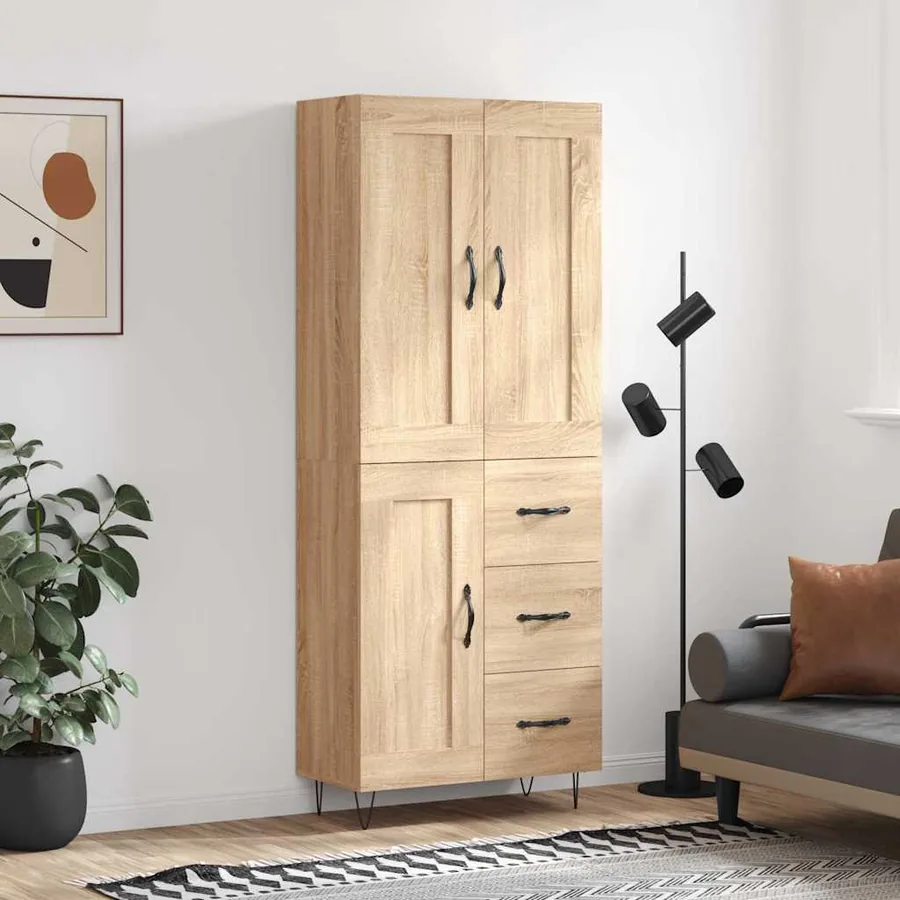 Buffet haut Chêne sonoma 69,5x34x180 cm Bois d'ingénierie