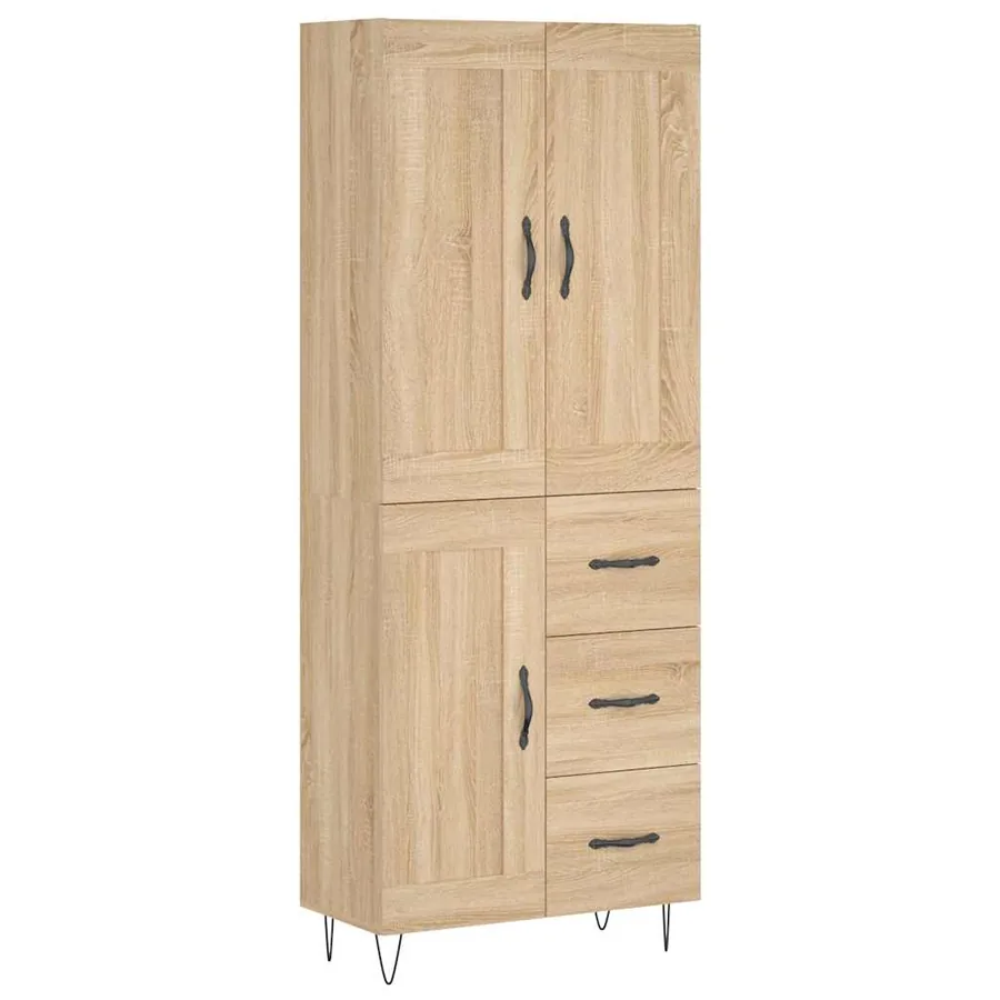 Buffet haut Chêne sonoma 69,5x34x180 cm Bois d'ingénierie - 2