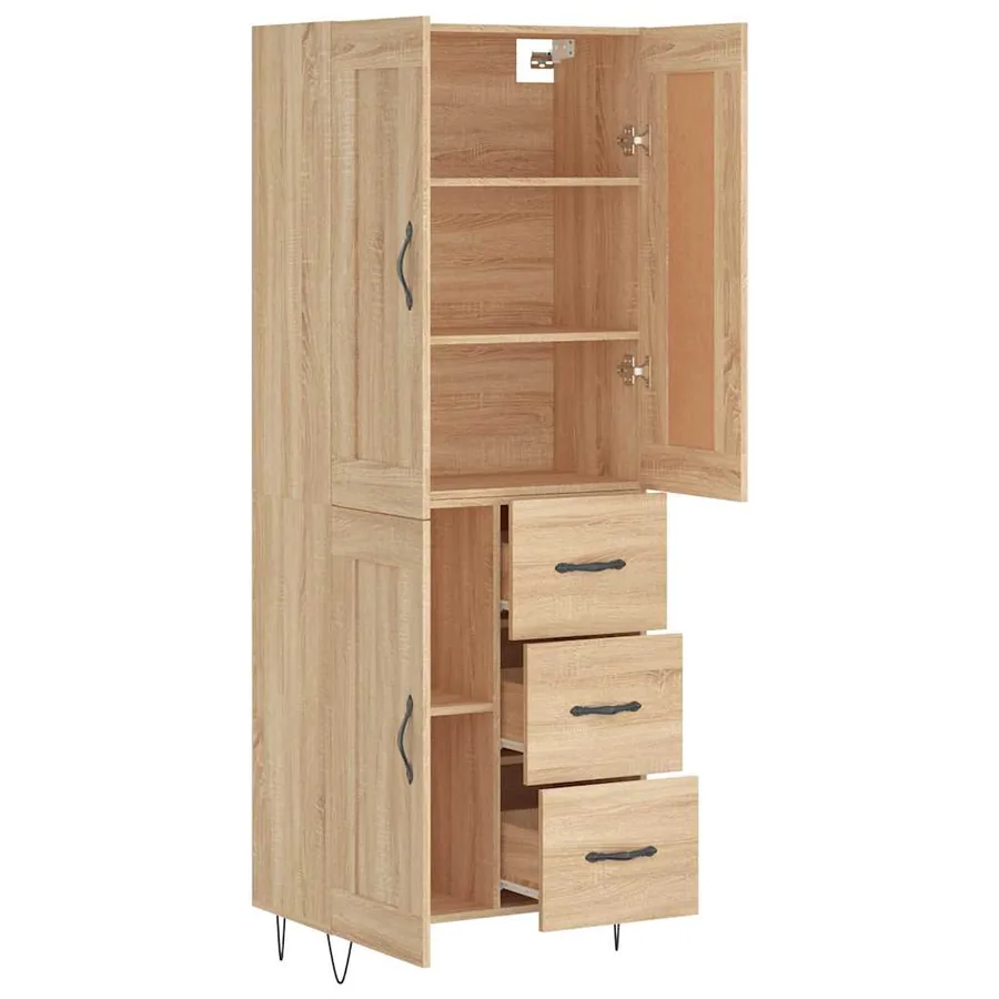 Buffet haut Chêne sonoma 69,5x34x180 cm Bois d'ingénierie - 4