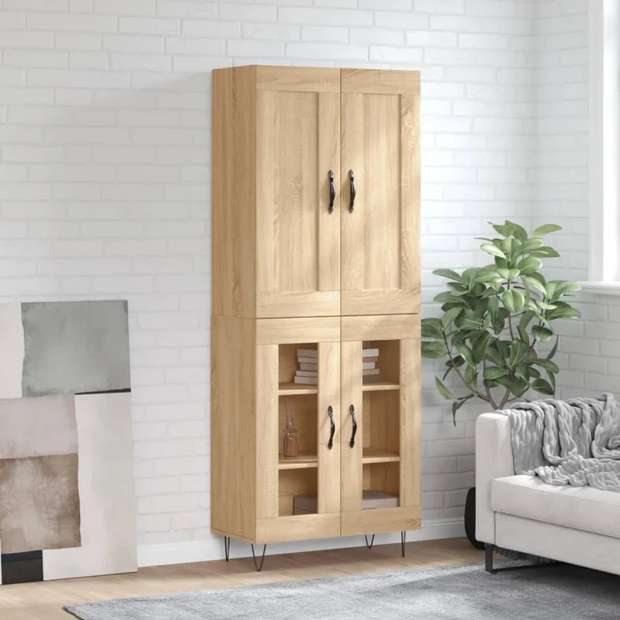 Buffet haut Chêne sonoma 69,5x34x180 cm Bois d'ingénierie