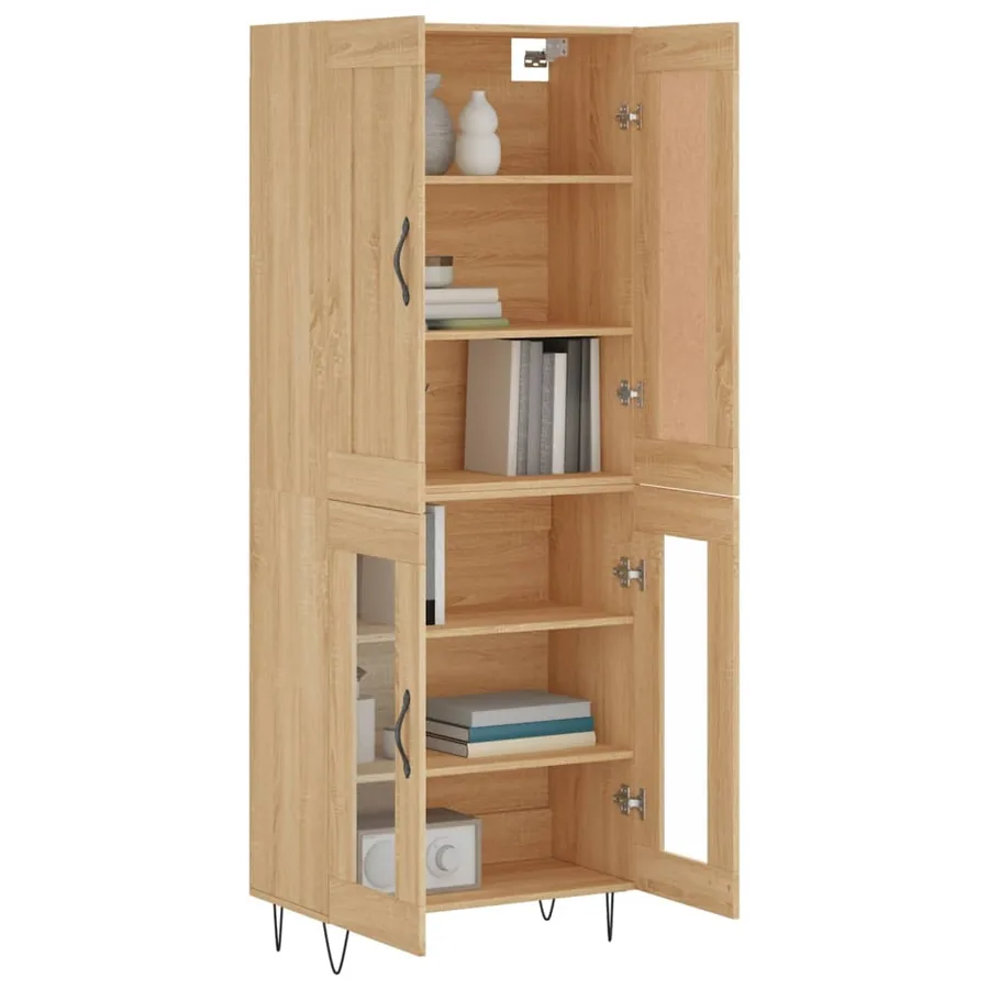Buffet haut Chêne sonoma 69,5x34x180 cm Bois d'ingénierie - 3