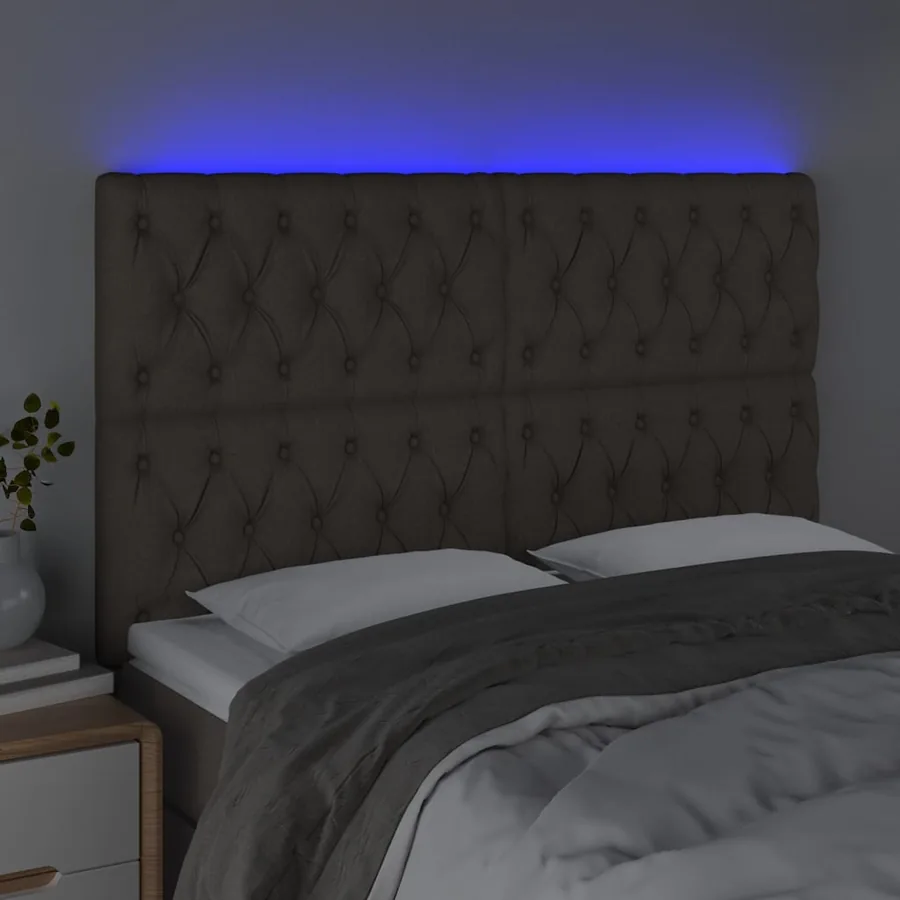 Tête de lit à LED Taupe 144x7x118/128 cm Tissu - 3