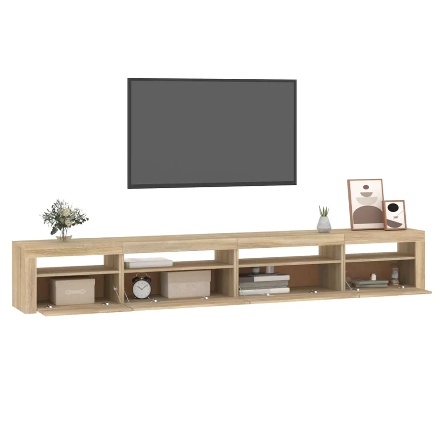 Meuble TV avec lumières LED Chêne sonoma 270x35x40 cm - 11