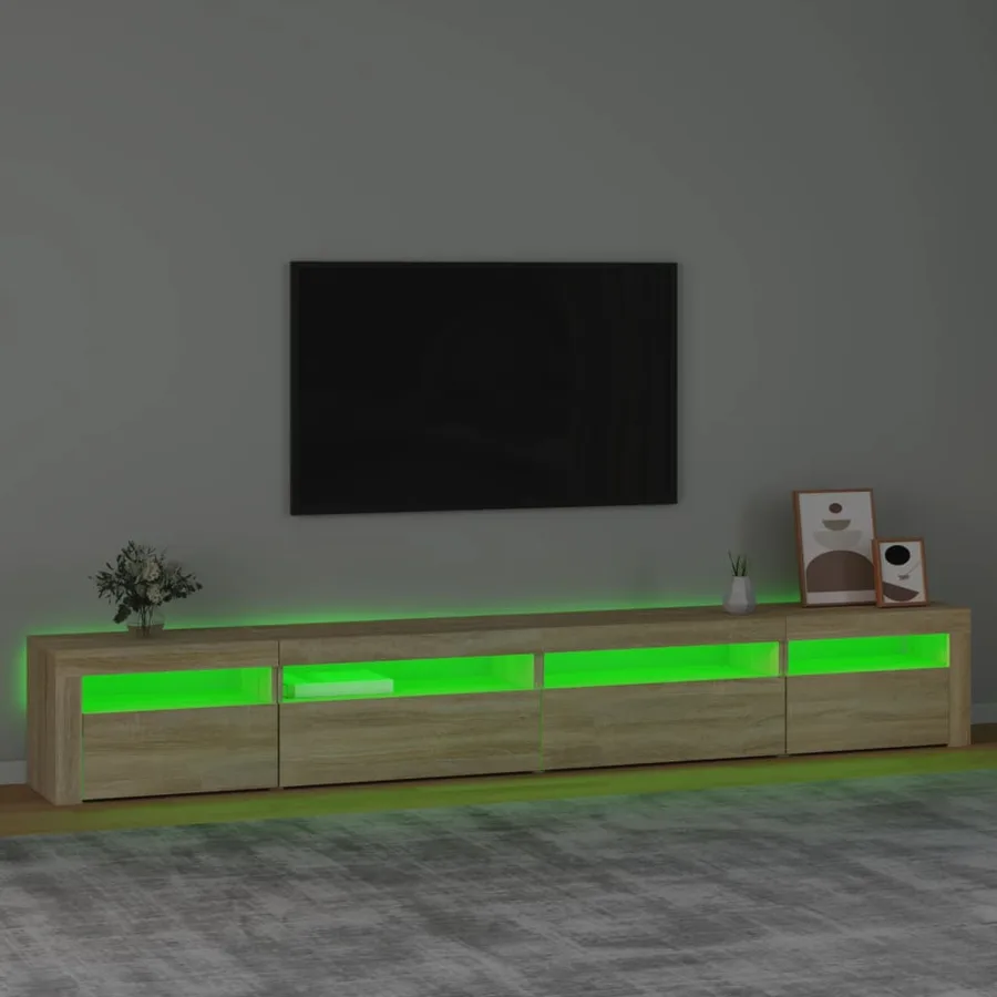 Meuble TV avec lumières LED Chêne sonoma 270x35x40 cm - 4