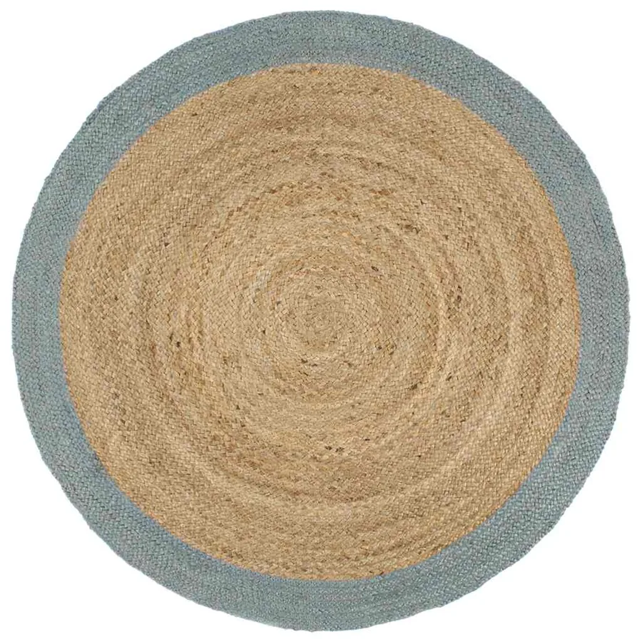 Tapis fait à la main Jute avec bord vert olive 240 cm