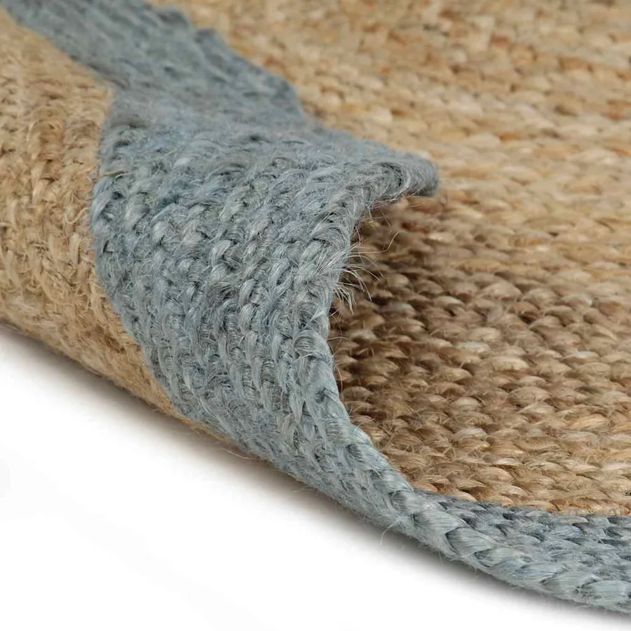 Tapis fait à la main Jute avec bord vert olive 240 cm - 2