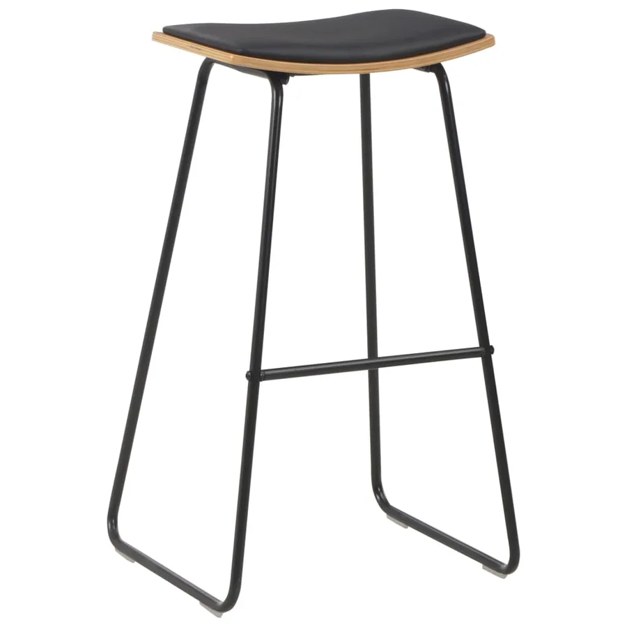 Tabourets de bar lot de 2 noir similicuir - 2