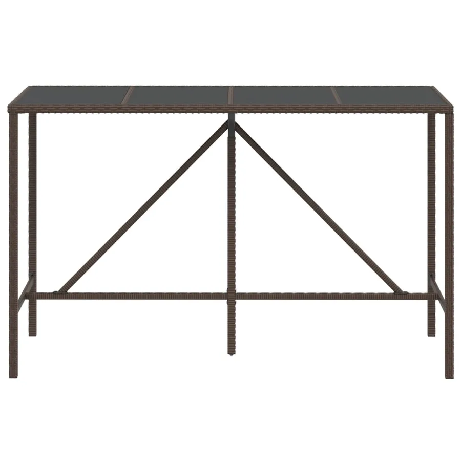 Table de bar et dessus en verre marron 180x70x110 cm poly rotin - 3