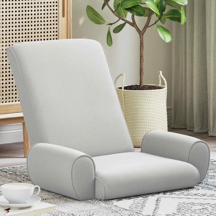 Fauteuil de sol ajustable Gris clair Velours grainé