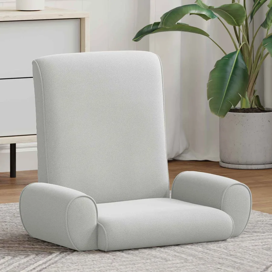 Fauteuil de sol ajustable Gris clair Velours grainé - 3