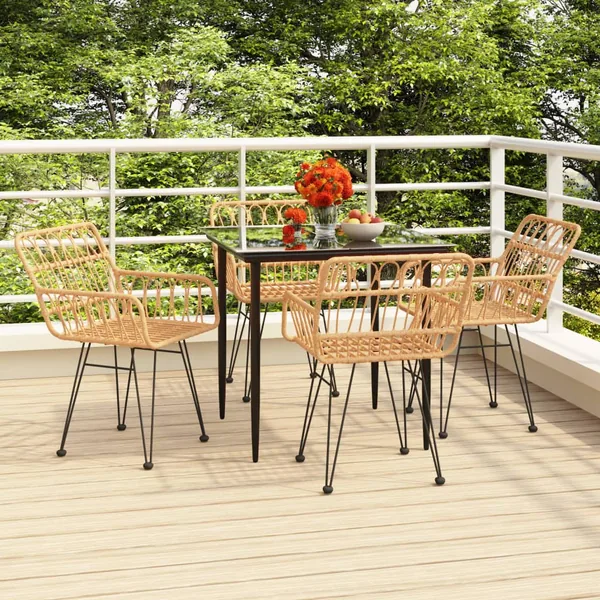 Ensemble à manger de jardin 5pcs Résine tressée