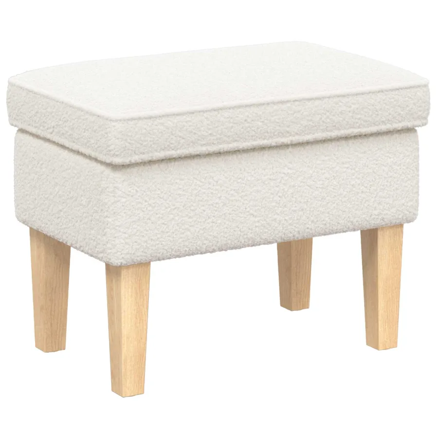 Pouf Crème 55 x 35 x 41 cm Bouclé - 2