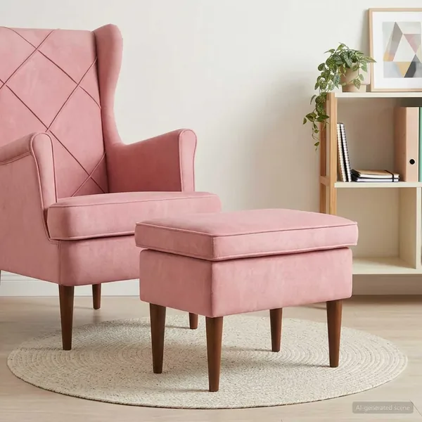 Pouf Rose 55 x 35 x 41 cm Velours